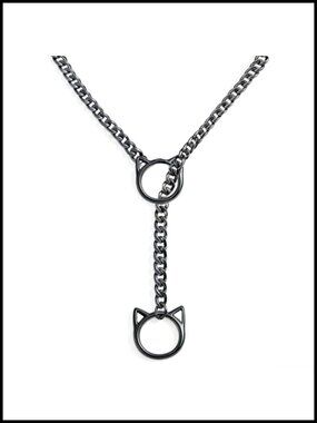 Cat O-Ring Slip Chain Necklace Stainless Steel Cuban Chain Punk Choker